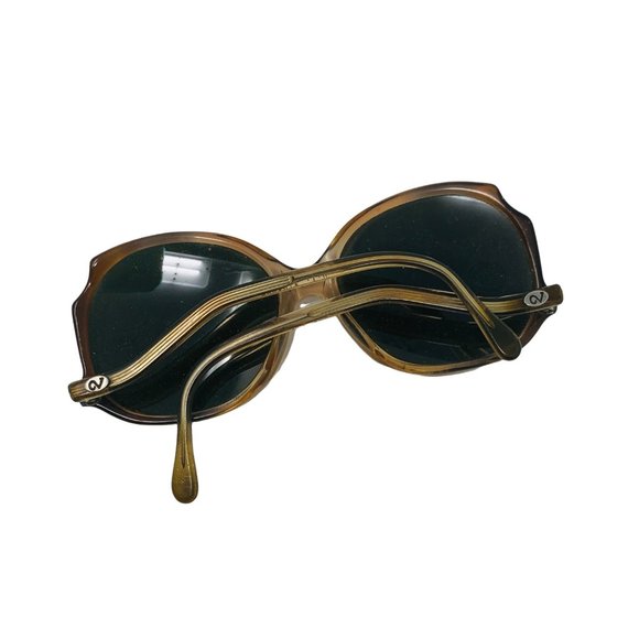 Vintage 1970s Sunglasses Brown Round Eyes Women's France C.V. Simonne - Picture 9 of 10